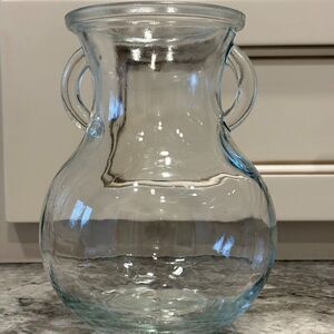Clear Glass Pot Belly Vase